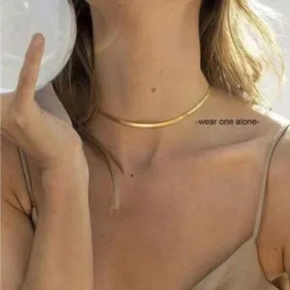 14K Gold Plated Two Piece Herringbone Necklace Set